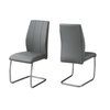 Monarch Specialties Dining Chair, Set Of 2, Side, Upholstered, Kitchen, Dining Room, Pu Leather Look, Grey, Chrome I 1077